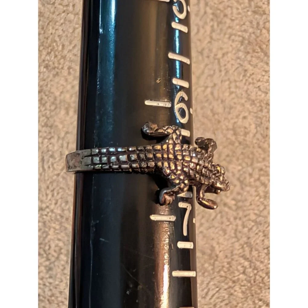 Sterling Silver Alligator Bypass Ring Sz 6.5 Textured Crocodile Design - Picture 3 of 15